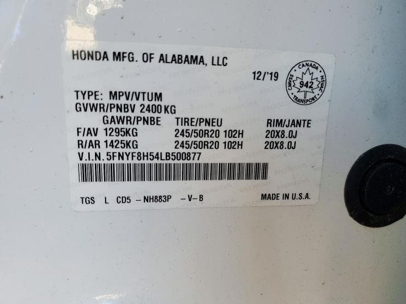 2020 HONDA PASSPORT 13