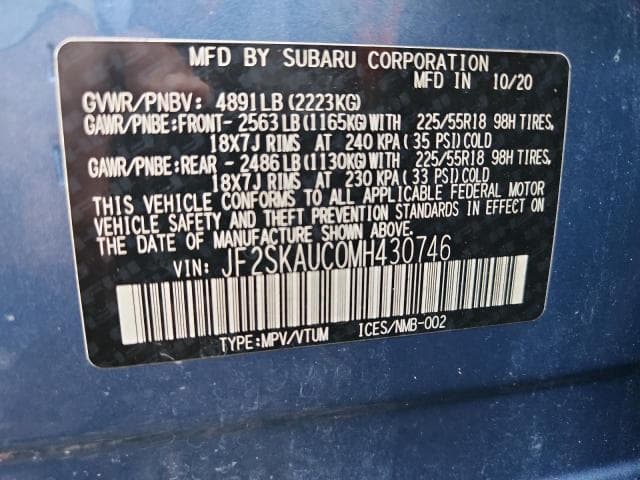 2021 SUBARU FORESTER LIMITED 13