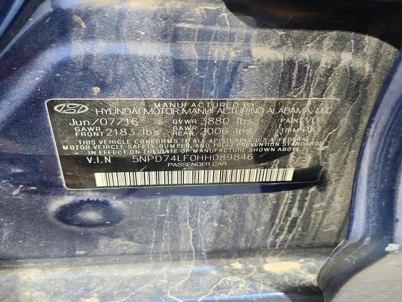 2017 HYUNDAI ELANTRA SE 12