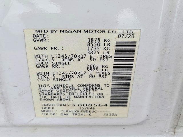 2020 NISSAN NV 1500 SV 13