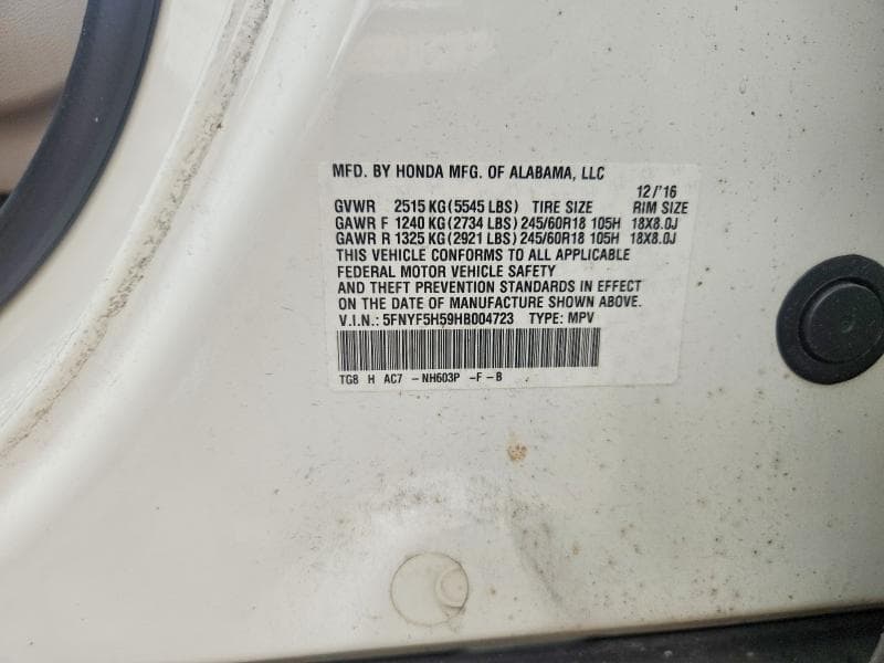 2017 HONDA PILOT EXL 13