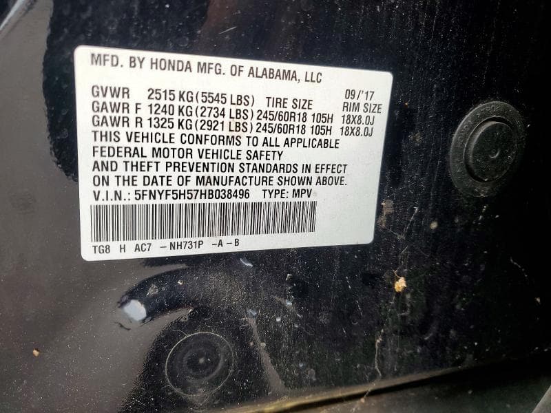 2017 HONDA PILOT EXL 13