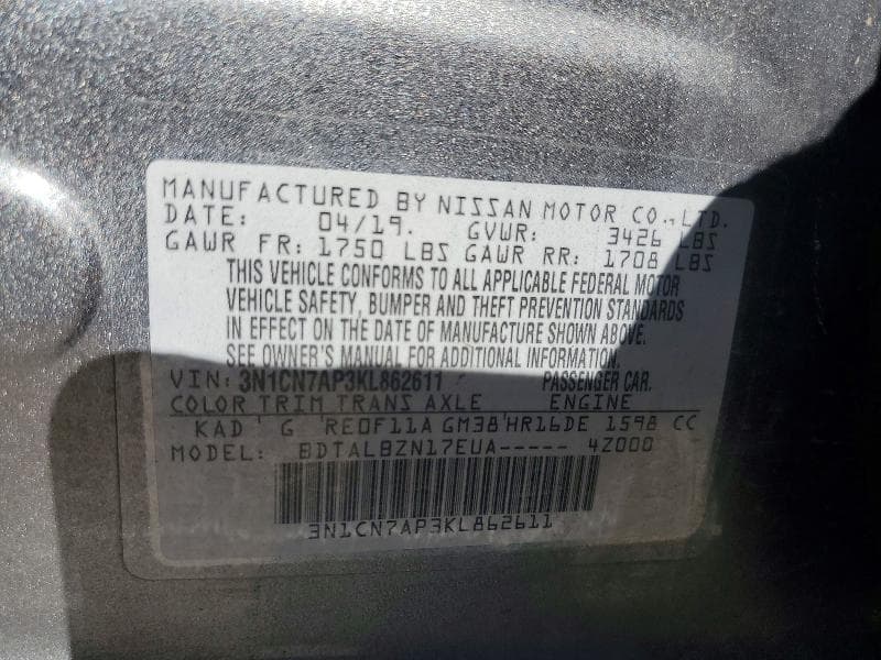 2019 NISSAN VERSA SV 12