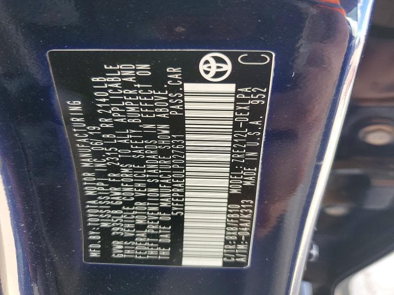 2020 TOYOTA COROLLA LE 12