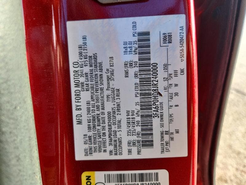 2018 FORD FUSION SE 12