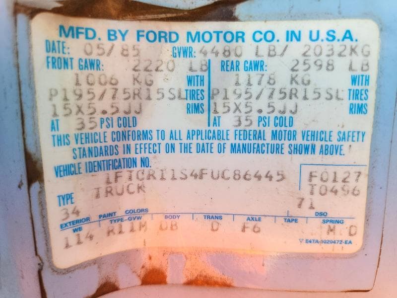 1985 FORD RANGER 12