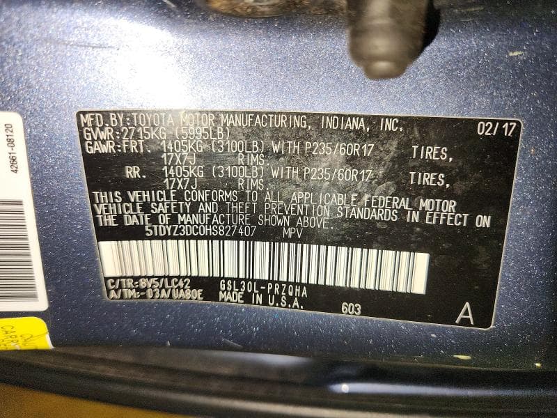 2017 TOYOTA SIENNA XLE 8-PASSENGER 13