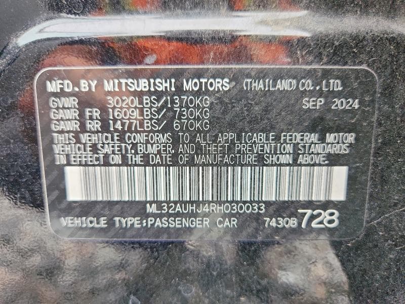 2024 MITSUBISHI MIRAGE ES 13