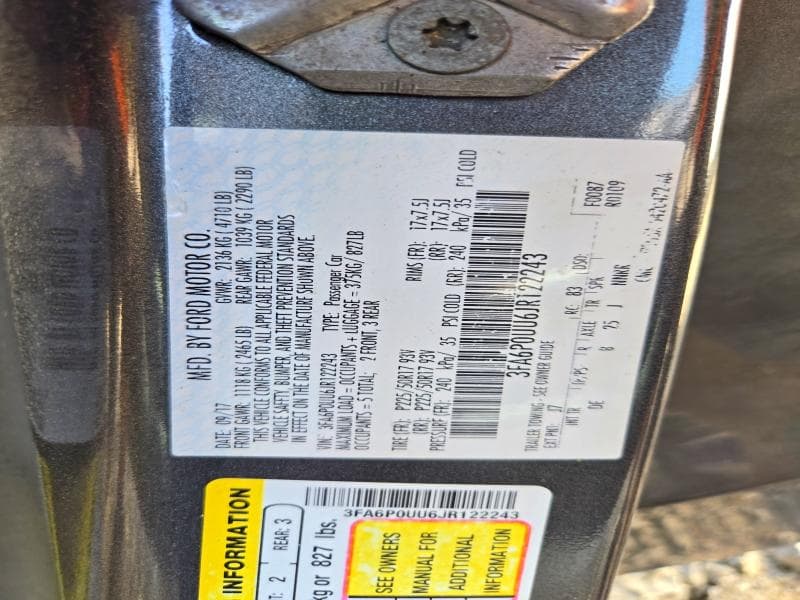 2018 FORD FUSION S HYBRID 13