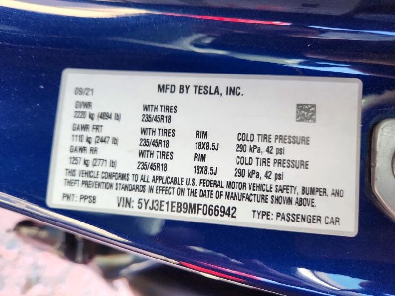 2021 TESLA MODEL 3 12