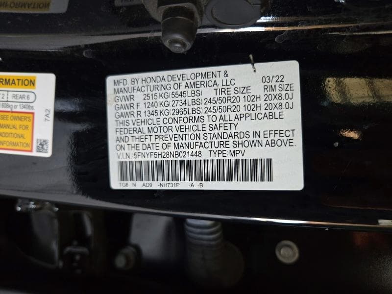 2022 HONDA PILOT SE 13