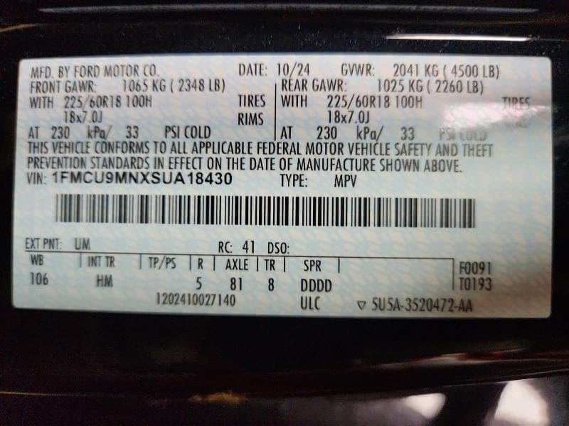 2025 FORD ESCAPE ST LINE 12