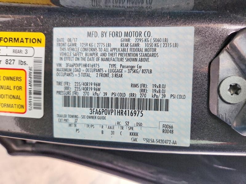 2017 FORD FUSION SPORT 12