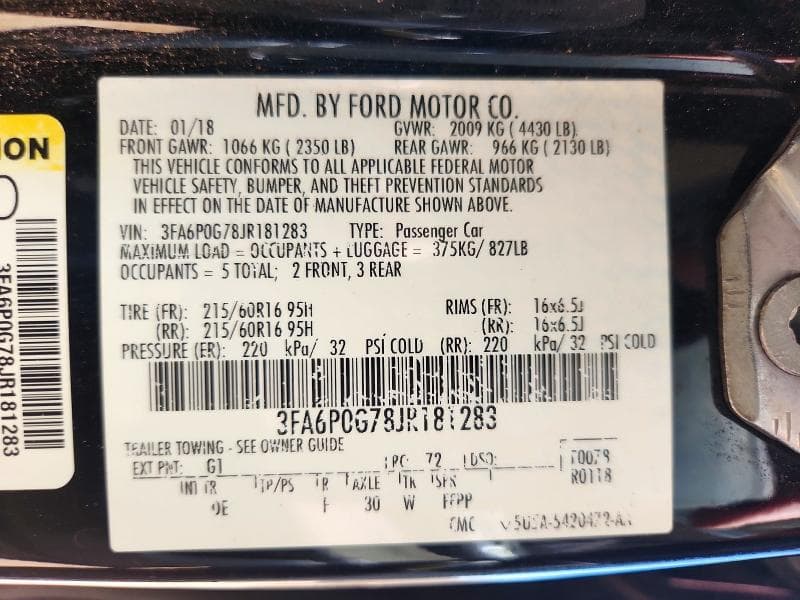 2018 FORD FUSION S 13
