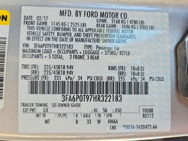 2017 FORD FUSION SE 13