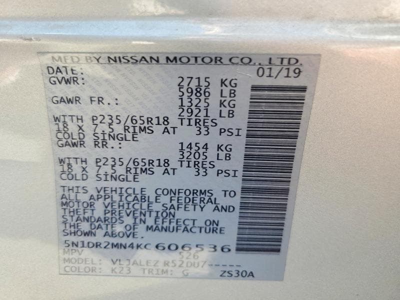 2019 NISSAN PATHFINDER SV 13