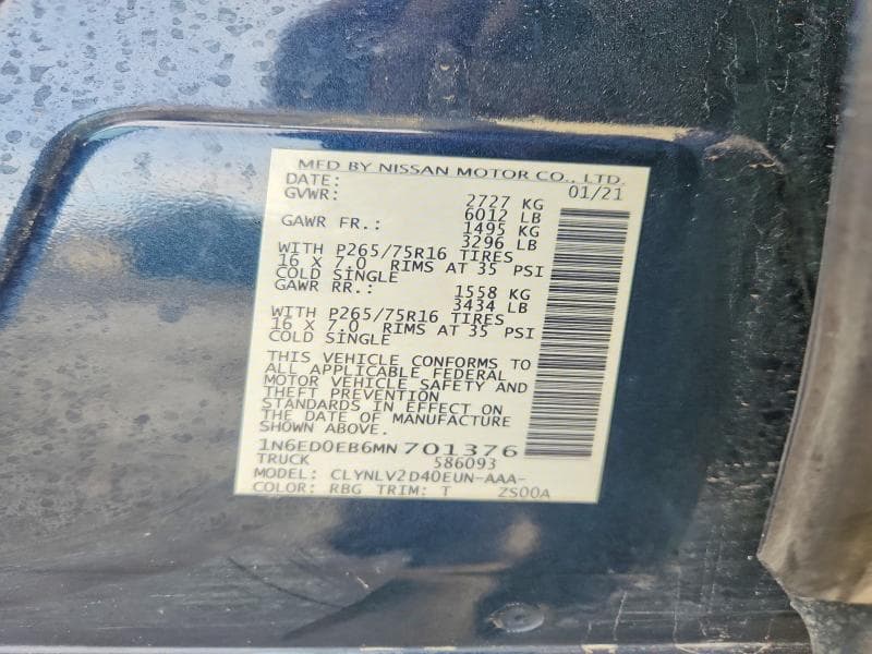 2021 NISSAN FRONTIER S 12