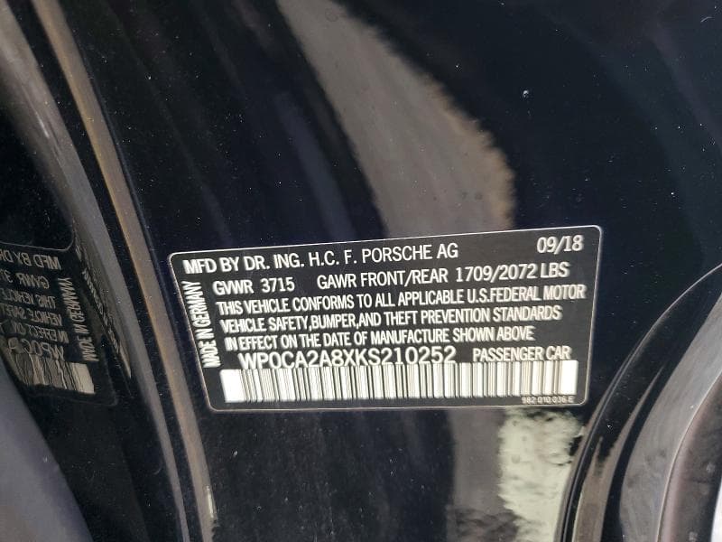 2019 PORSCHE BOXSTER BASE/T 12