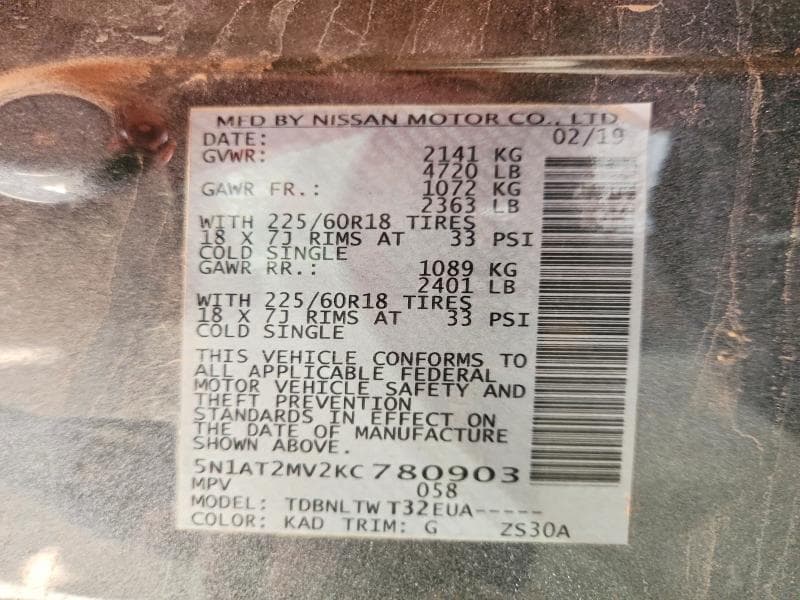 2019 NISSAN ROGUE SV 13