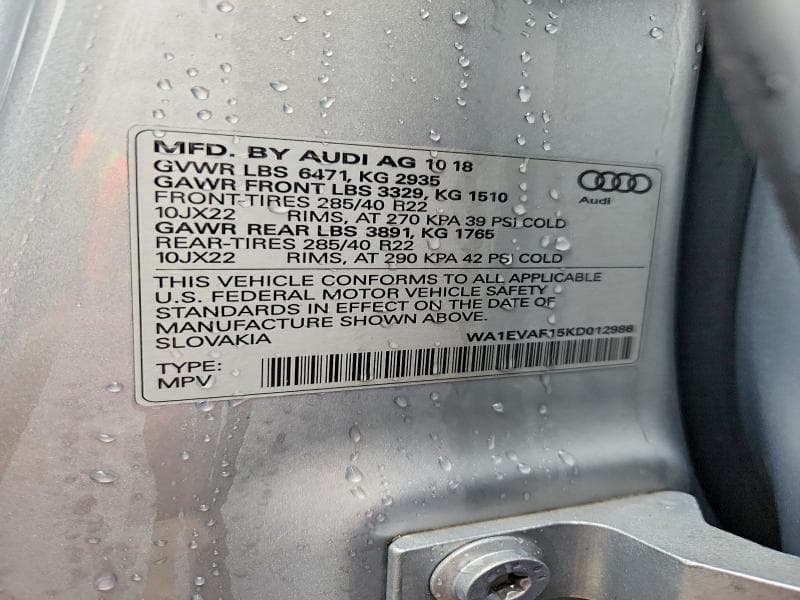2019 AUDI Q8 PREMIUM PLUS S-LINE 12