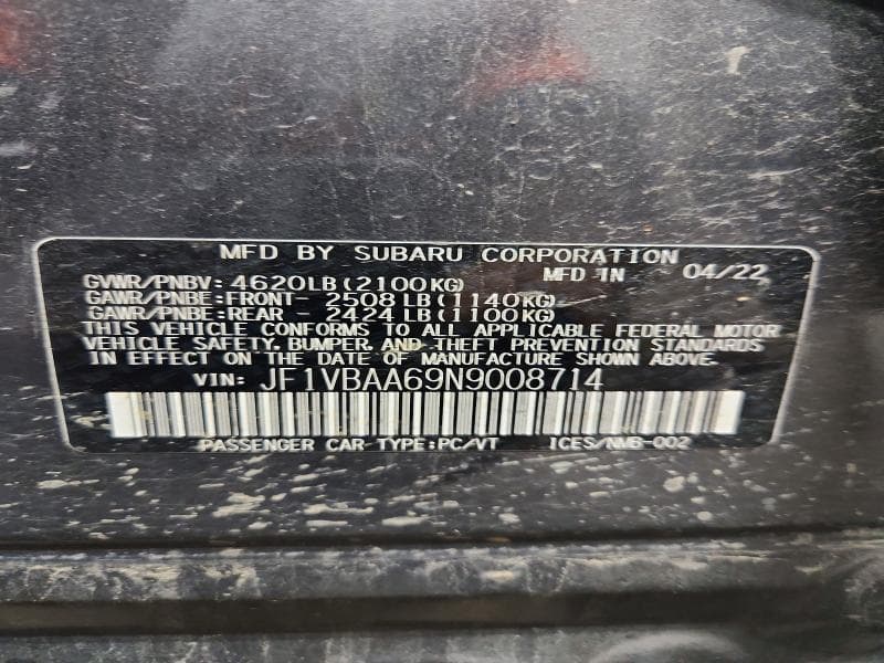 2022 SUBARU WRX 13