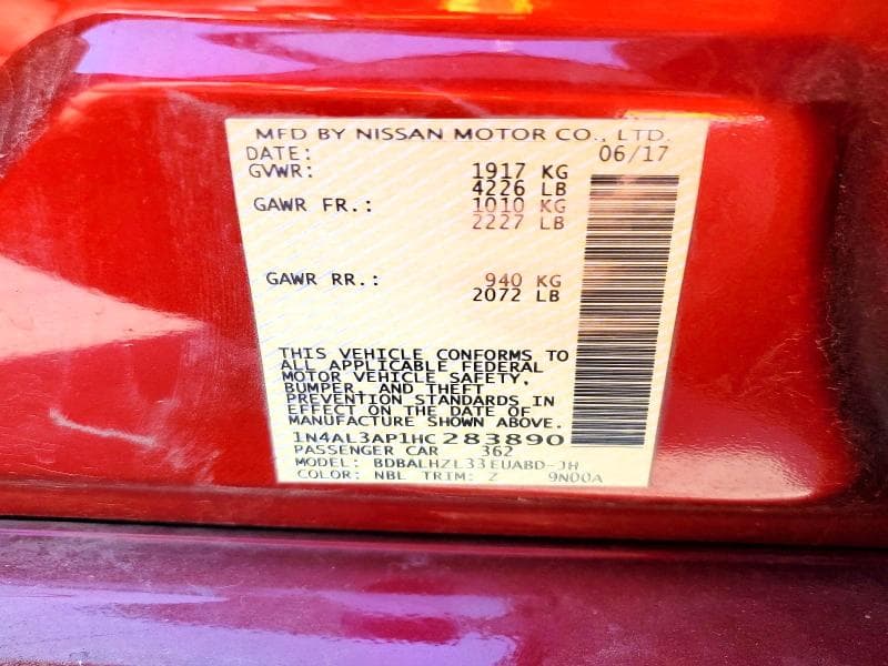 2017 NISSAN ALTIMA 2.5 SR 12