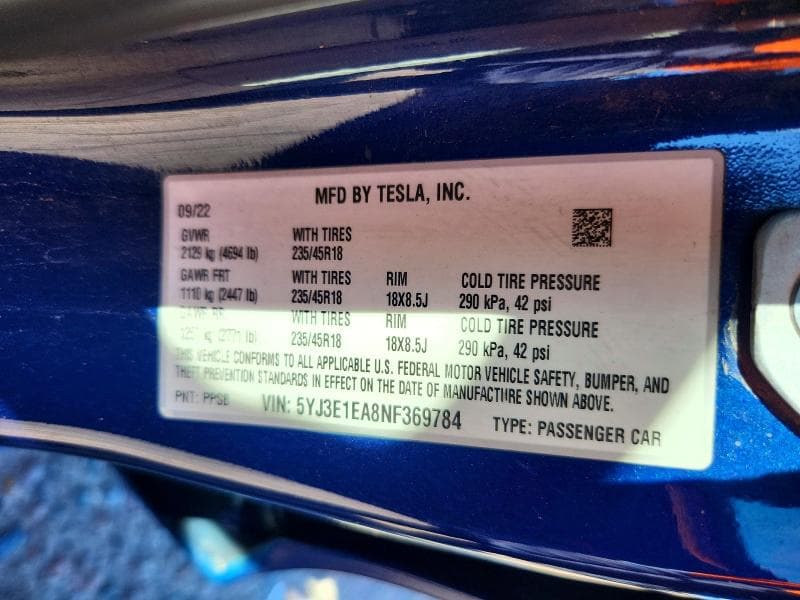 2022 TESLA MODEL 3 13
