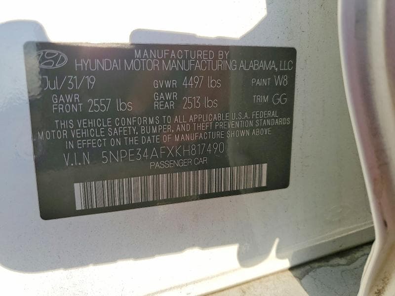 2019 HYUNDAI SONATA SEL 12