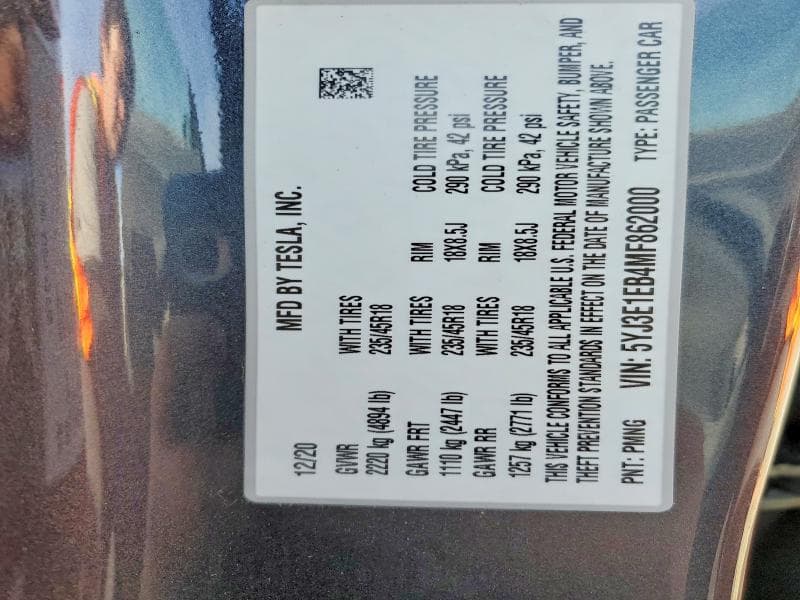 2021 TESLA MODEL 3 12