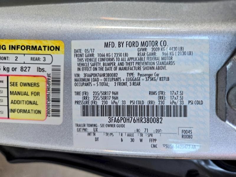 2017 FORD FUSION SE 12
