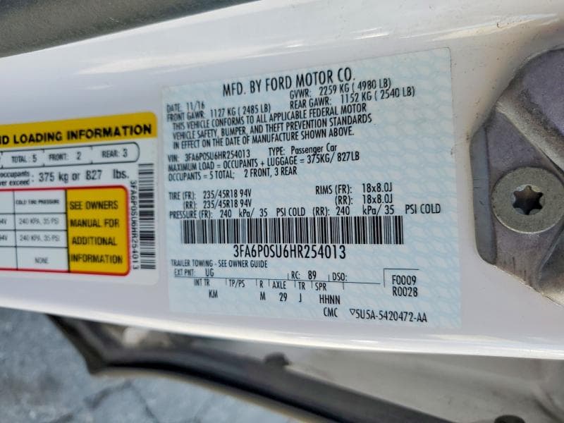 2017 FORD FUSION TITANIUM PHEV 12