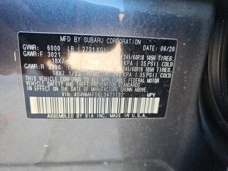 2020 SUBARU ASCENT PREMIUM 12