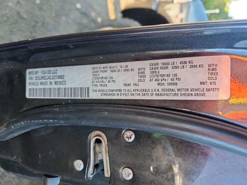 2020 RAM 2500 TRADESMAN 12