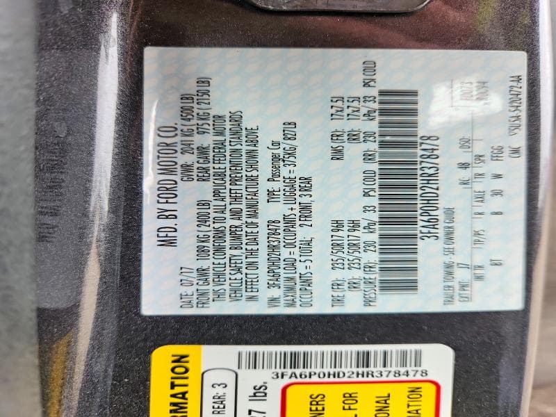 2017 FORD FUSION SE 13
