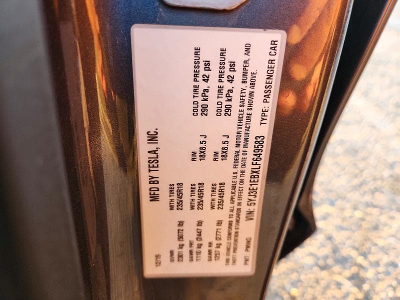 2020 TESLA MODEL 3 13
