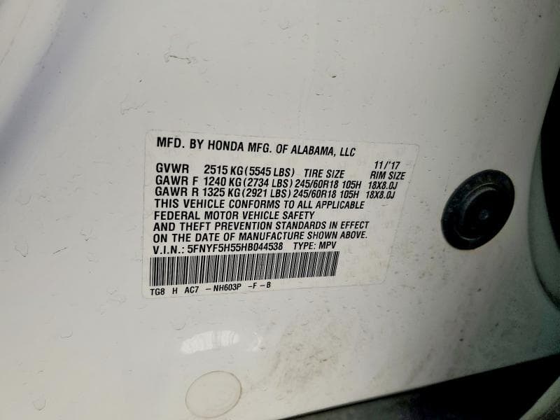 2017 HONDA PILOT EXL 13