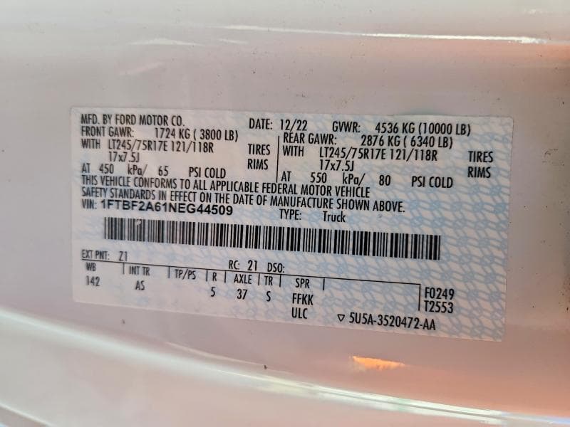 2022 FORD F250 SUPER DUTY 12