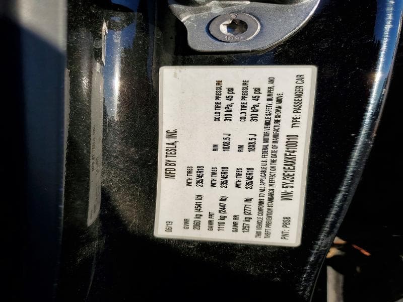 2019 TESLA MODEL 3 12