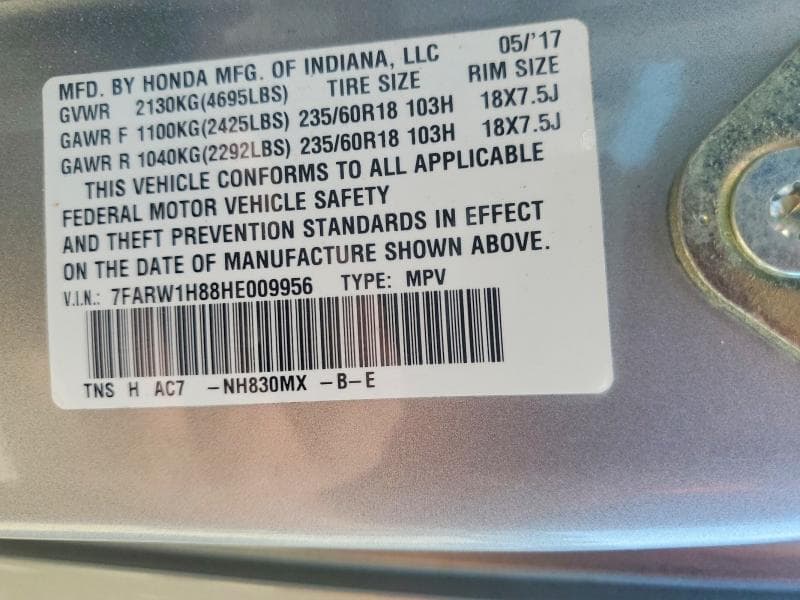 2017 HONDA CR-V EXL 12