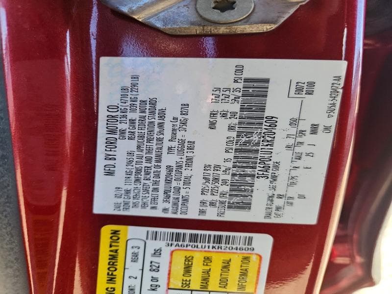 2019 FORD FUSION SE 12