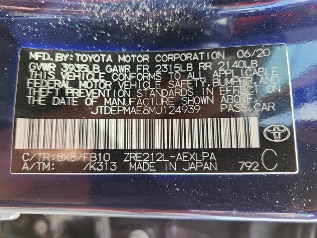 2021 TOYOTA COROLLA LE 13