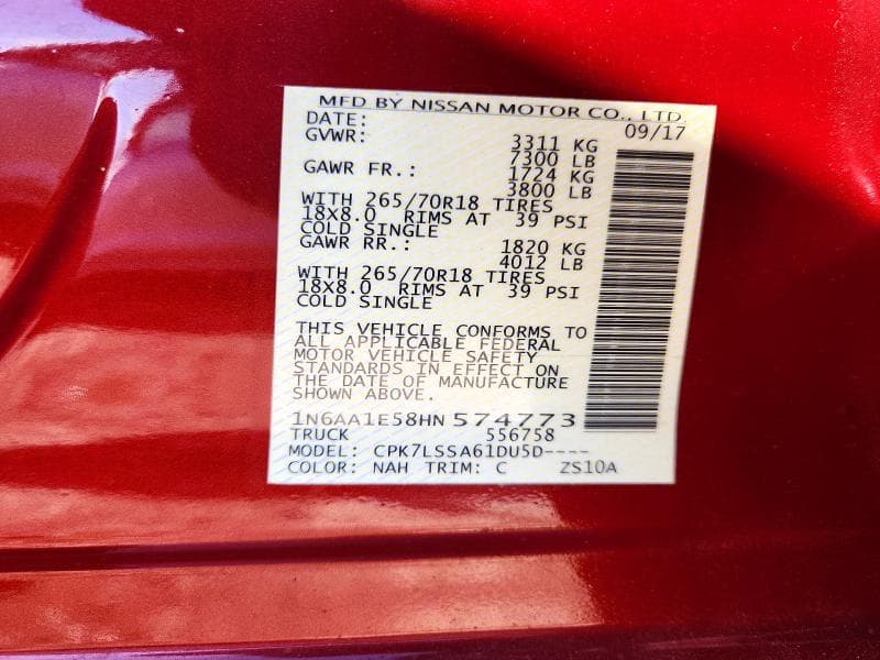 2017 NISSAN TITAN SV 12