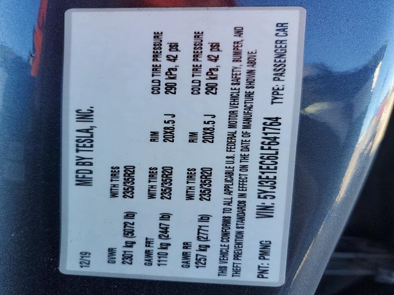 2020 TESLA MODEL 3 12