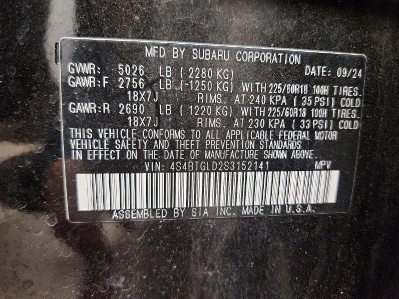 2025 SUBARU OUTBACK ONYX EDITION XT 14