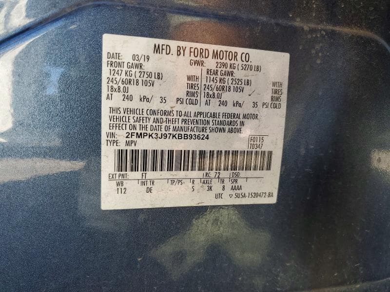2019 FORD EDGE SEL 12