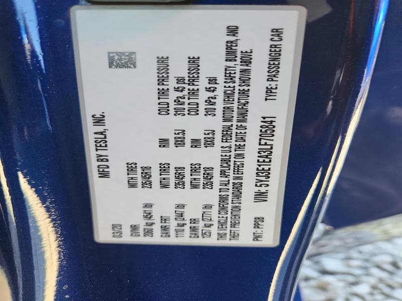 2020 TESLA MODEL 3 12