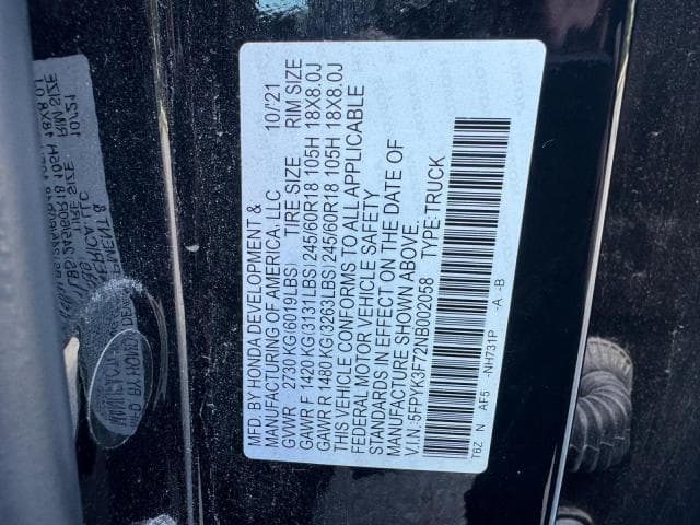 2022 HONDA RIDGELINE RTL 10