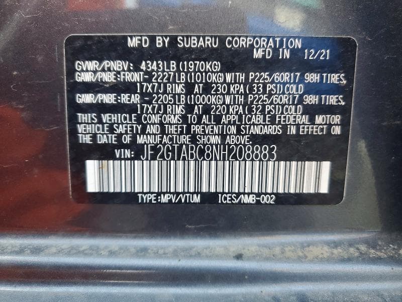 2022 SUBARU CROSSTREK 13