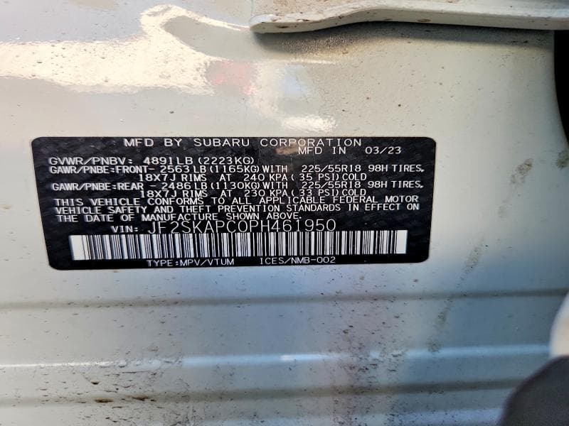 2023 SUBARU FORESTER LIMITED 12