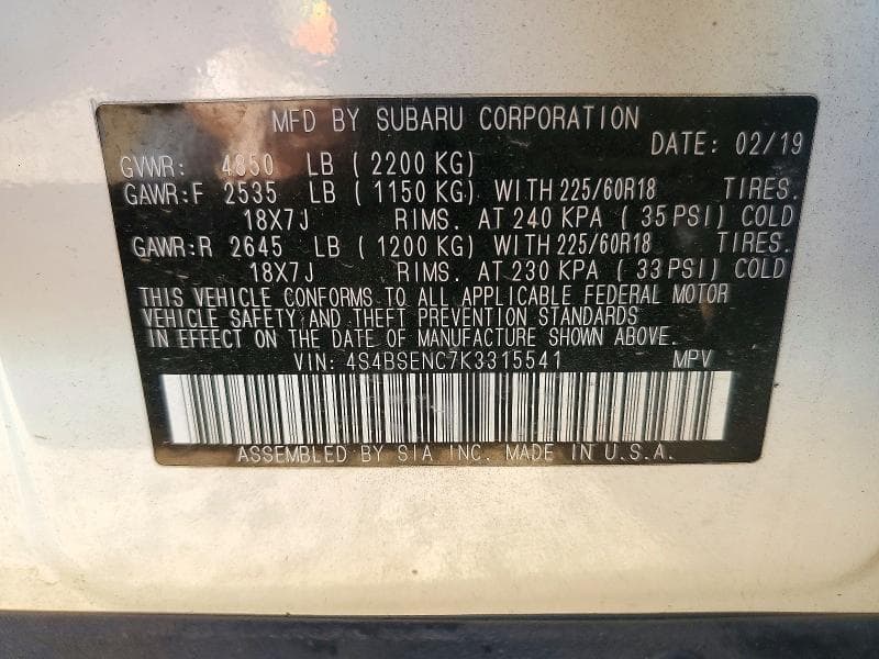 2019 SUBARU OUTBACK 3.6R LIMITED 13